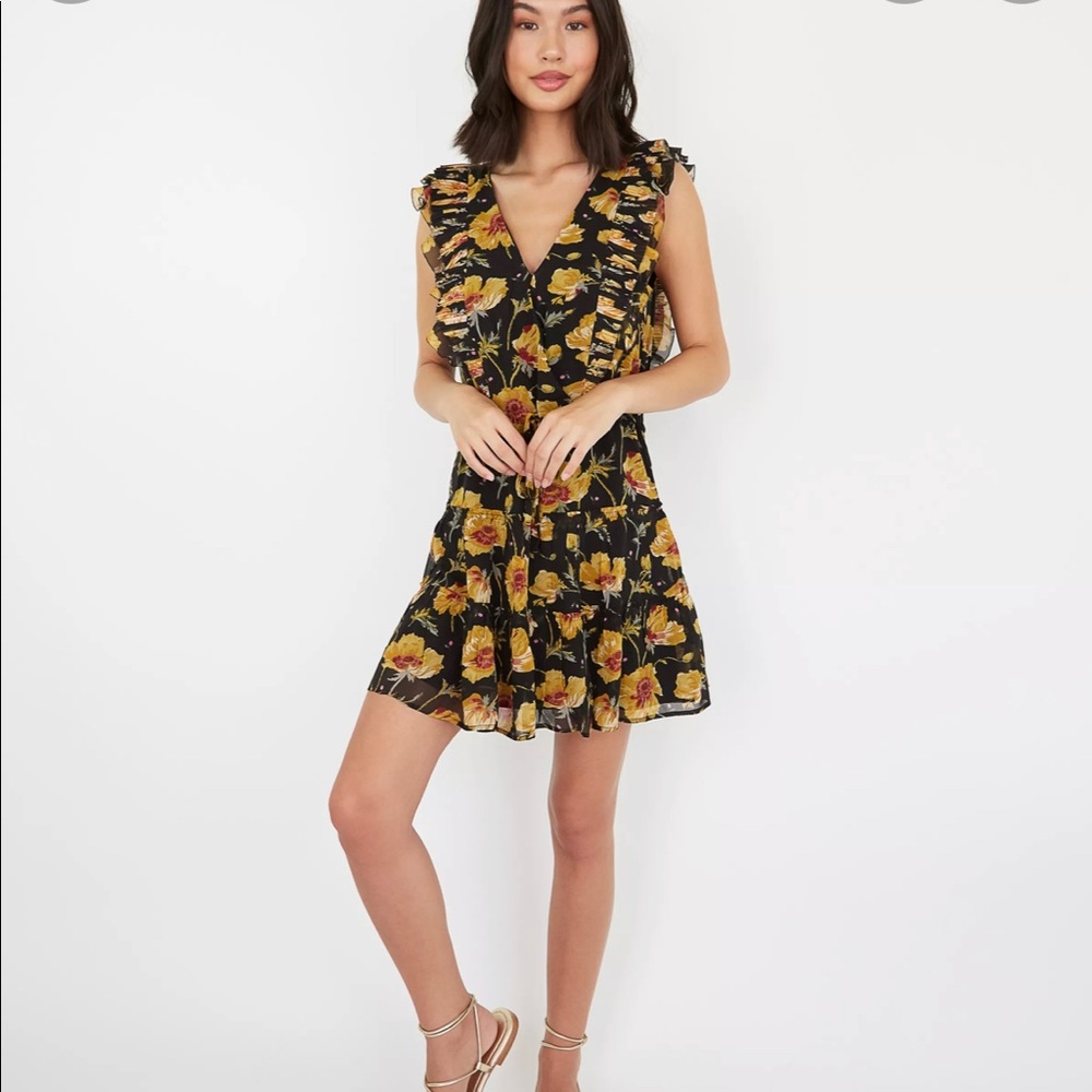 Paige floral dress in Turmeric poppy